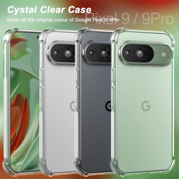 Coque i silikon - Google Pixel 9 Pro - Transparent - Stötsäker - Förstärkta hörn - 2 härdade glas Transparent