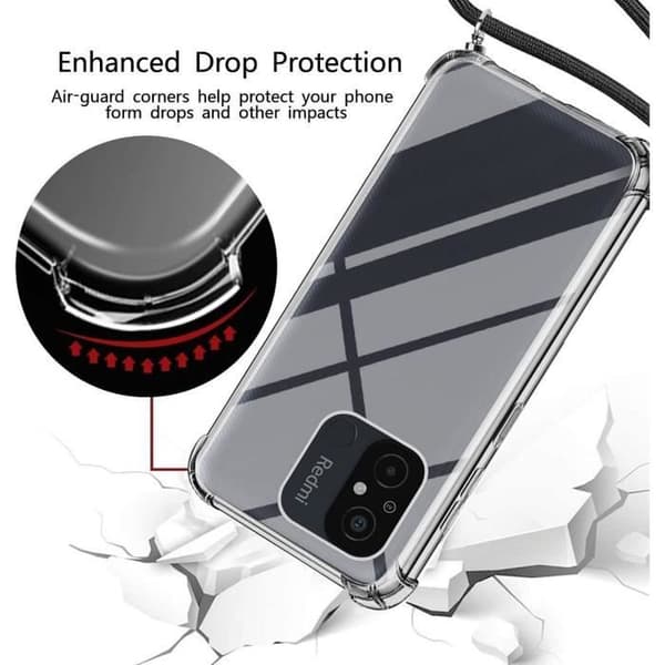 Coque Cordon - E.F.CONNECTION - För Xiaomi Redmi 12C/11A - Transparent - Förstärkt Skydd - Repellerande marinblå