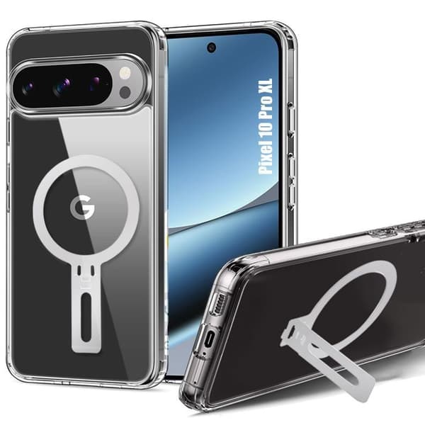 Skyddsfodral för Google Pixel 10 Pro XL, Transparent Stötsäker Silikon med Justerbart Stöd Transparent
