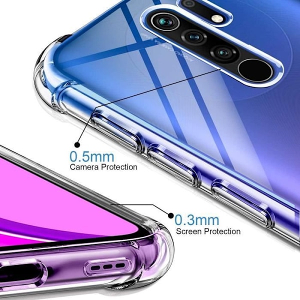Coque för Redmi 9 (6,53") - E.F.CONNECTION - Klassisk Förstärkt Skydd design TPU med Härdat Glas - Transparent Transparent