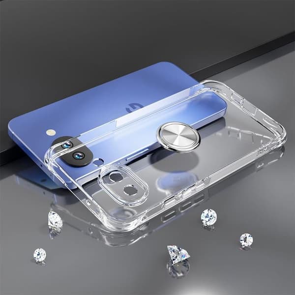 Skyddsfodral för Google Pixel 10a, Stötsäker Transparent med Justerbart Silverringstöd Argenté, Transparent
