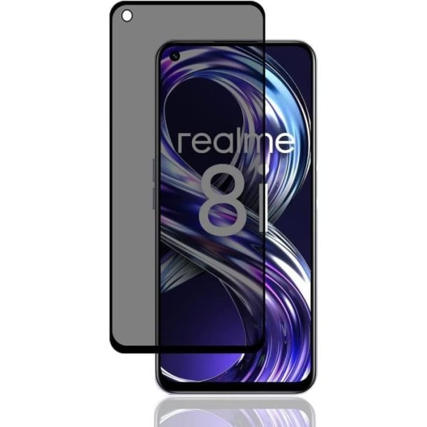 [3 styk] Anti-spion hærdet glas til realme 8 skærmbeskytter Svart