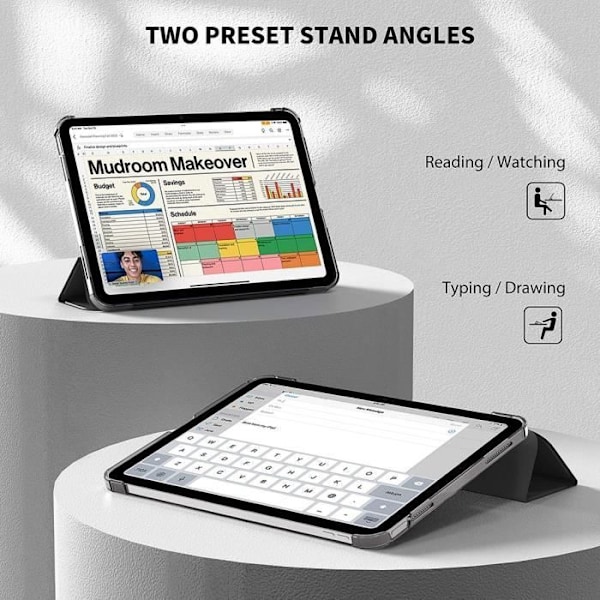 Cover til iPad 11" (A16) / iPad 10,9" 10. generation - Stødabsorberende beskyttelse med standby-funktion Svart