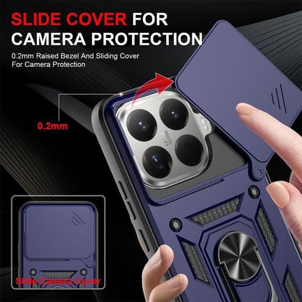 Stötsäker Skal - E.F.CONNECTION - för Xiaomi 15T Pro - med Hård Ring - Marinblå - 2 Härdat Glas marinblå