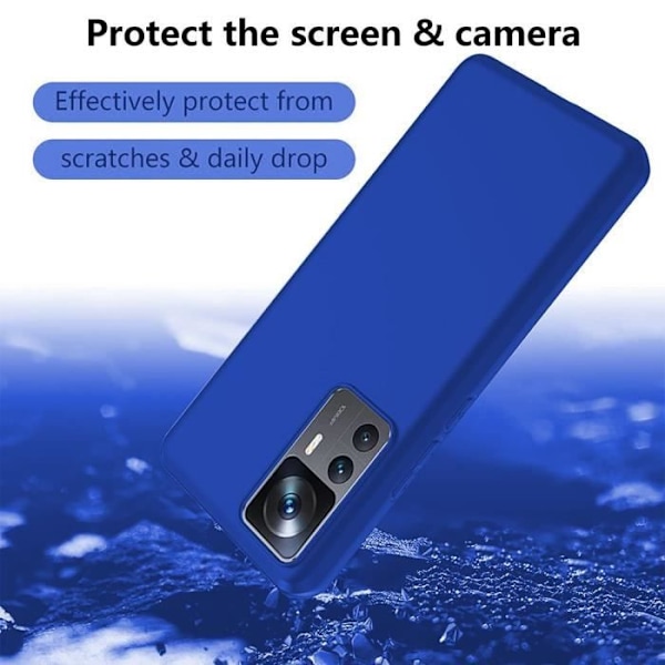 Coque för Xiaomi 12T - E.F.CONNECTION - Mjuk Silikon - Blå - 2 Härdat Glas Blå