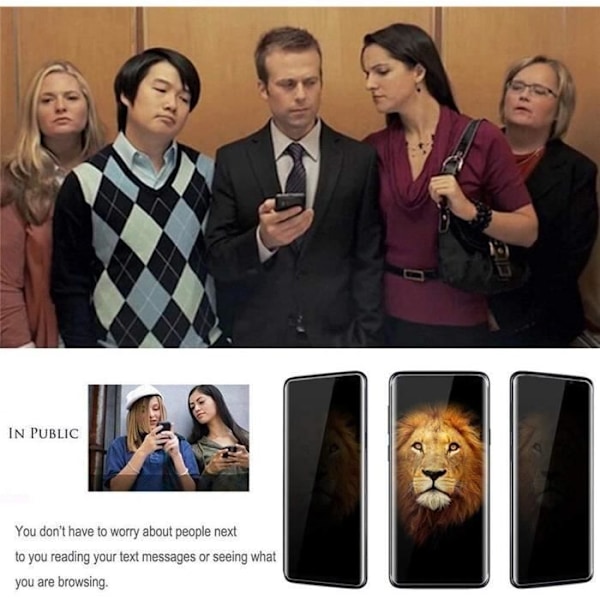 [3 stycken] Anti-spion härdat glas för Xiaomi Redmi 9C stötsäkert skydd Svart