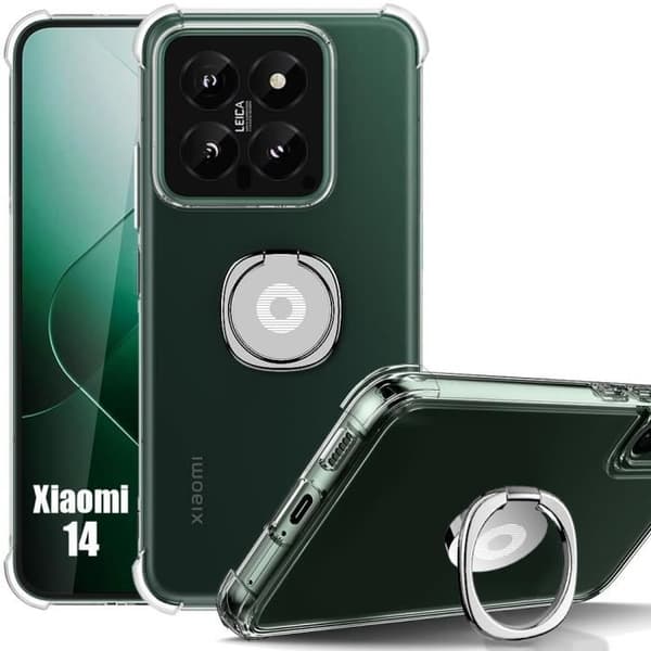 Coque - Xiaomi - 14 - Stöttålig - Ultra Slim - Transparent med Silverstöd Transparent