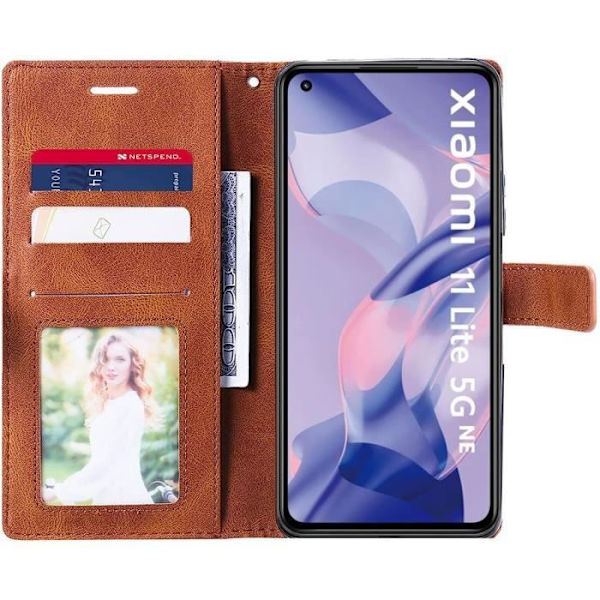 Taske til Xiaomi Mi 11 Lite - Brun PU læder magnetisk lukning etui kastanj