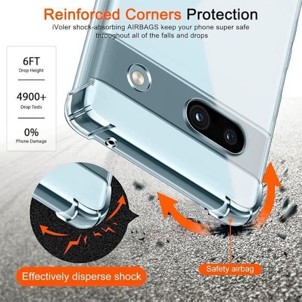 Skyddsskal - E.F.CONNECTION - Google Pixel 7a - Transparent - Turkos - Rep-skyddande Klar, turkos