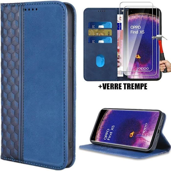 Coque - OPPO - Find X5 - Syntetisk Læder - Marineblå - Mosaikmønster marinblå
