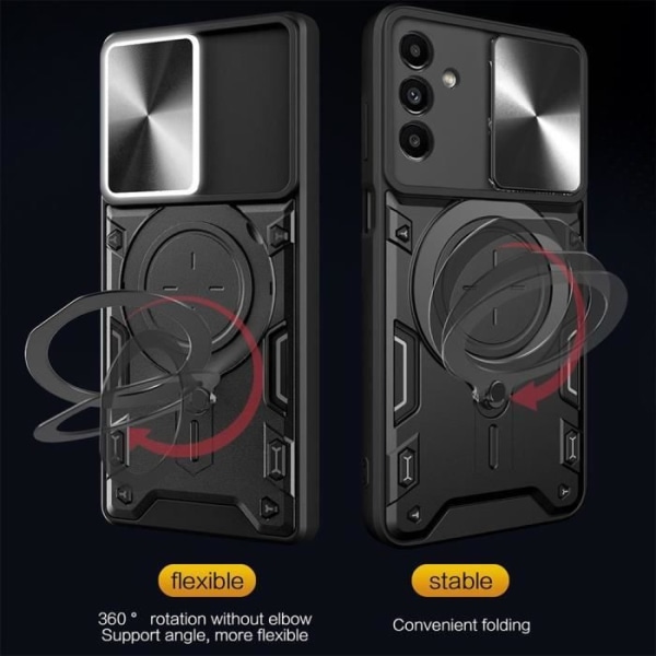 Coque til Xiaomi Redmi 13C - MÆRKE - Model - Stødbeskyttelse - Drejelig støtte - Hærdet glas marinblå