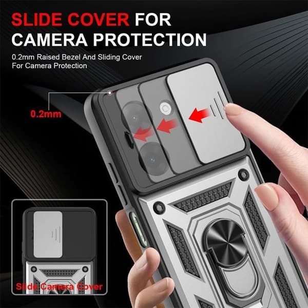 Skyddsskal - E.F.CONNECTION - För Xiaomi Redmi A5 - Stötresistent - Repbeständig - Silver med ring Silver