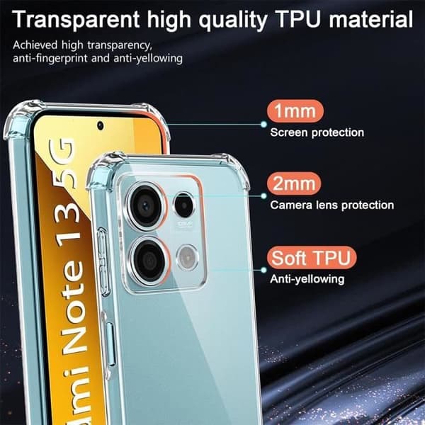 Coque - E.F.CONNECTION - för Xiaomi Redmi Note 13 5G - Silikon - Förstärkt skydd - Transparent Transparent