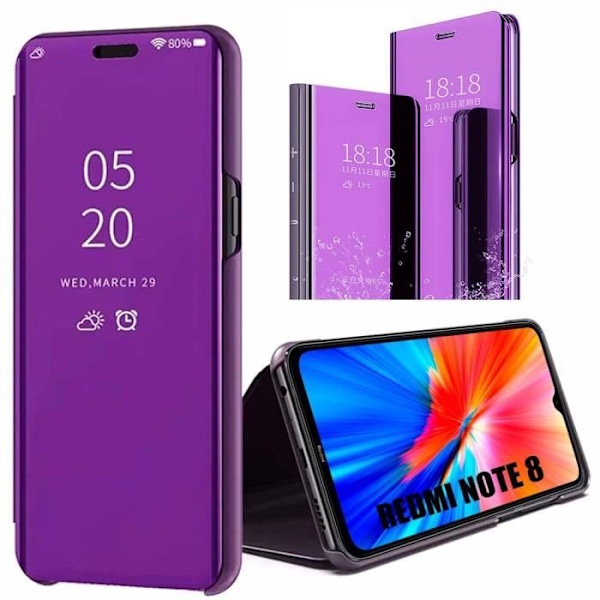 Fodral för Redmi Note 8 (6,3") Trendig design spegeleffekt Anti-chock förstärkt skydd Lila lila