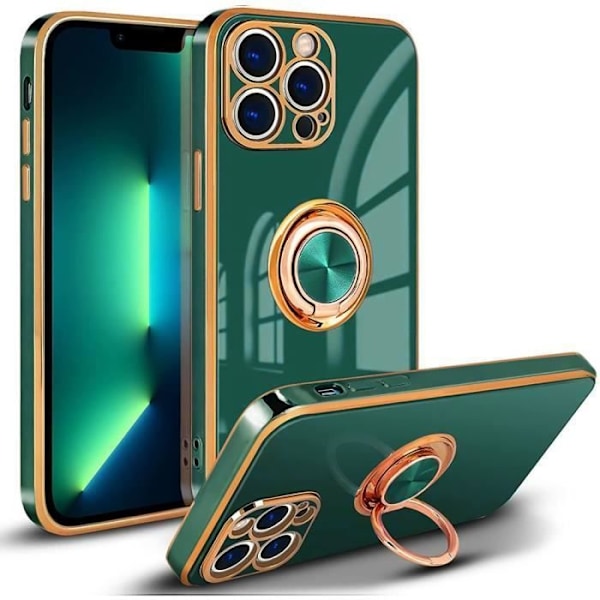 Skyddsskal - E.F.CONNECTION - för iPhone 13 Pro - Nattgrön - Mjuk TPU - Guldkanter Midnattsgrönt