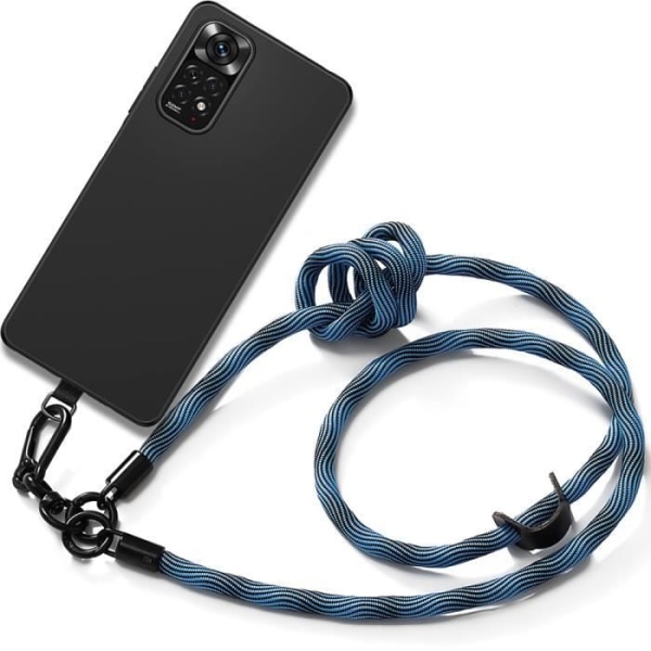 Crossbody etui til Xiaomi Redmi Note 11 Pro - Sort silikone stødsikker anti-ridse med blå rem