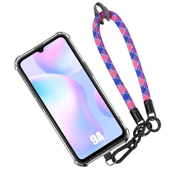 Taske til Xiaomi Redmi 9A - Gennemsigtig stødsikker anti-ridse med aftagelig rem Multicolor