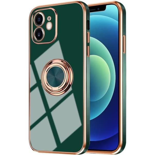 Skyddsskal - E.F.CONNECTION - för iPhone 12 - Mjuk TPU - Guldkanter - Nattgrön Midnattsgrönt