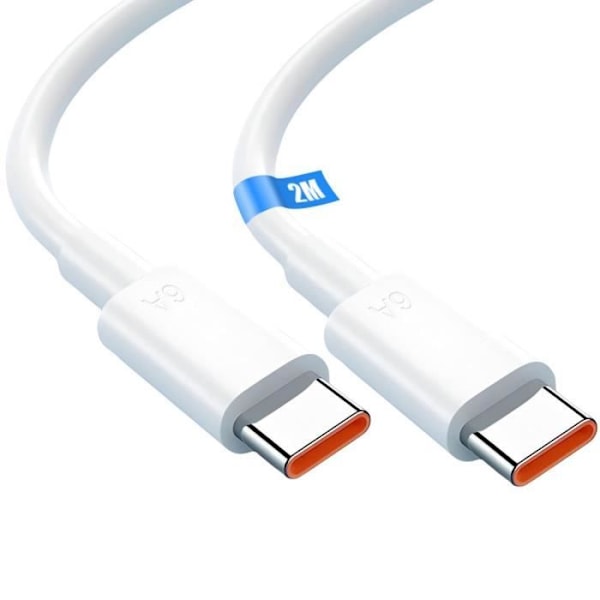 USB-C till USB-C snabbladdarkabel 65W för Samsung Xiaomi Redmi iPhone 16 15 - Vit 2 Meter Vit