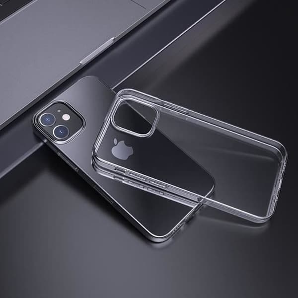 Skal och härdat glas - E.F.CONNECTION - för iPhone 12 - Transparent - Mjukt - Rep resistant Transparent