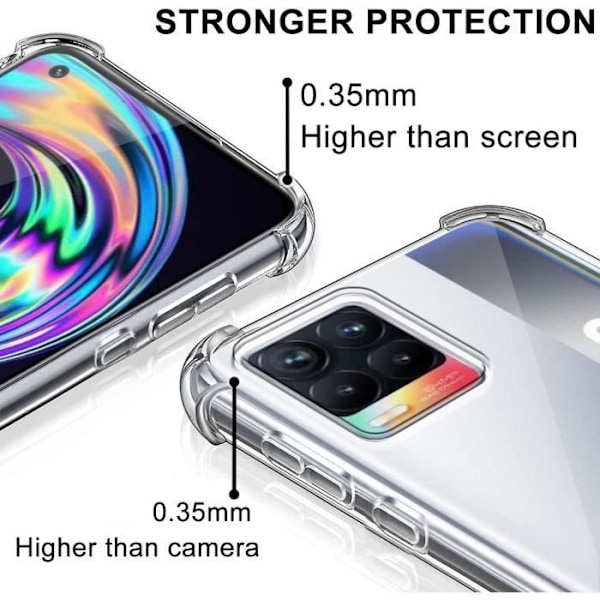 Silikonetui til realme 8 AntiShock Anti-ridse gennemsigtig med ledning midnatsgrøn Transparent-midnattsgrön