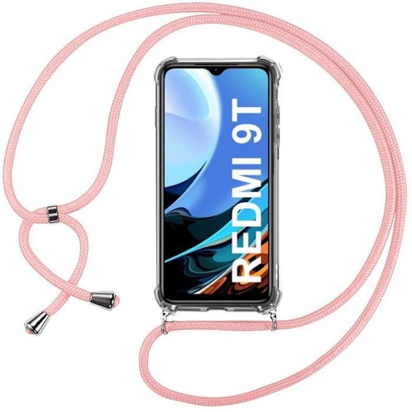 Mjukt skyddsfodral för Xiaomi Redmi 9T - E.F.CONNECTION - Anti-repförstärkt hörn - Transparent-Pink Transparent-rosa