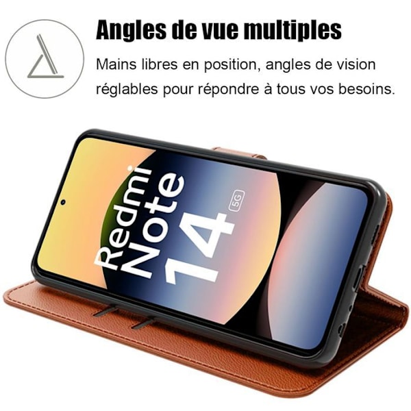 Fodral för Xiaomi Redmi Note 14 5G (inte för 4G) Stöttålig Skydd Syntetiskt Läder Brun kastanj
