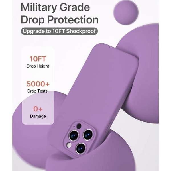 Fodral + 2 härdade glasögon för iPhone 16 Pro Max - Smal silikonskydd Stötsäker Anti-Rep Lila