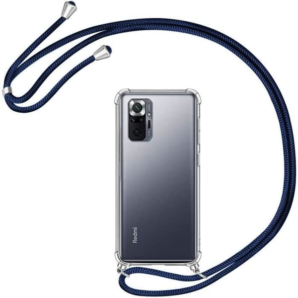 Skyddsskal - E.F.CONNECTION - För Xiaomi Redmi Note 10 Pro - Flexibelt - Stötavvisande - Marinblå snodd Transparent-marinblå