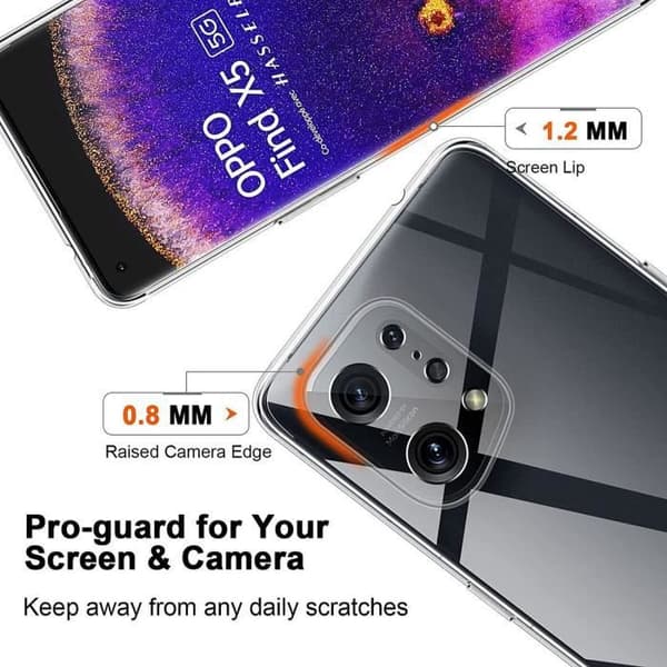 Transparent fodral för OPPO Find X5 stötsäkert skydd + 2 härdade glasögon