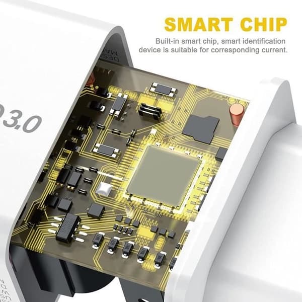 Snabbladdare 30W - E.F.CONNECTION - OPPO Find X5 Pro - 2 USB-C och USB-A portar - Vit - Kompakt Vit