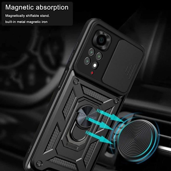Beskyttecase - Xiaomi - Redmi Note 11S - Sort - Stødabsorberende - 360° Støtte Svart