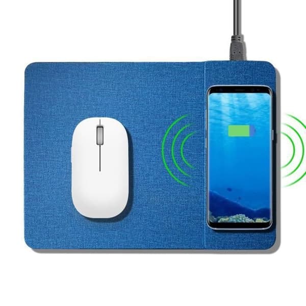 Musmatta 2 i 1 - E.F.CONNECTION - Blå - Trådlös Laddare - Antiskid - Kompatibel med iPhone och Redmi