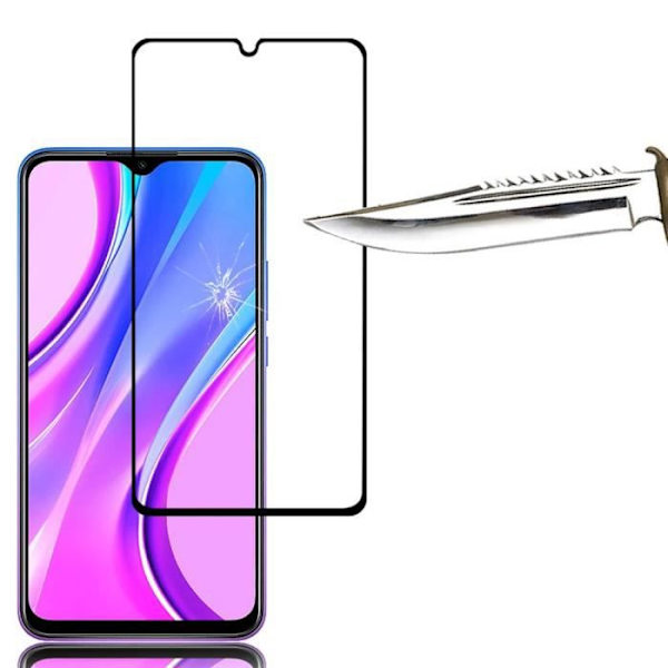 För Xiaomi Redmi 9 6,53": 1 helfärgsskärm härdat glas skärmskyddsfilm - SVART