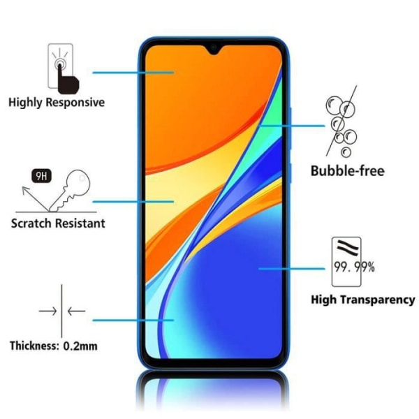 Til Xiaomi Redmi 9C- 9C NFC- Redmi 9 (Indien) 6,53": 1 farve fuldskærms skærmbeskytter af hærdet glas - SORT