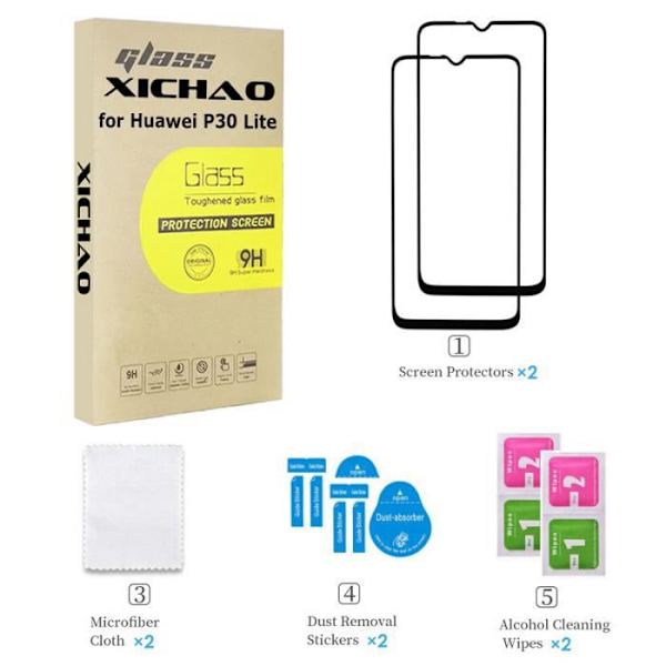 Hærdet glas til HUAWEI P30 Lite, skærmbeskyttelsesfilm, anti-ridse [2 stk.]