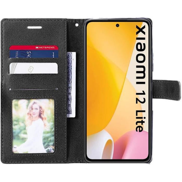 Full Cover Case til Xiaomi 12 Lite - Tofarvet syntetisk læder flipbeskyttelse - Sort-Marineblå Svart-marinblå