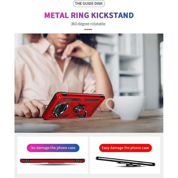 2-pack härdat glas + fodral för Xiaomi 10T Lite (6,67") Red Army Style Tuff anti-skrapa, styv ryggring Röd