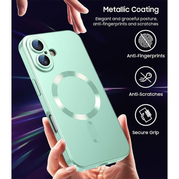 Skyddsskal - E.F.Connection - för iPhone 17 - med Grön Magnetring - 2 Härdat Glas Grön