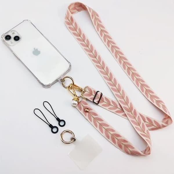 Stötteckande skal - EF CONNECTION - för iPhone 16 - Förstärkt silikon - Justerbar snodd - Rosa Rosa