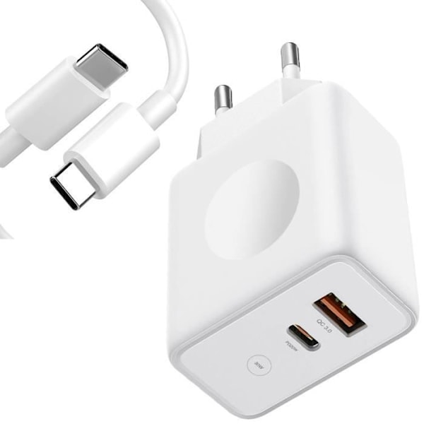 30W PD 20W+QC 3.0 USB-netoplader med USB-C-kabel til Xiaomi Mi 10 - 10 Lite - 10 Pro - 10T - 10T Lite - 10T Pro