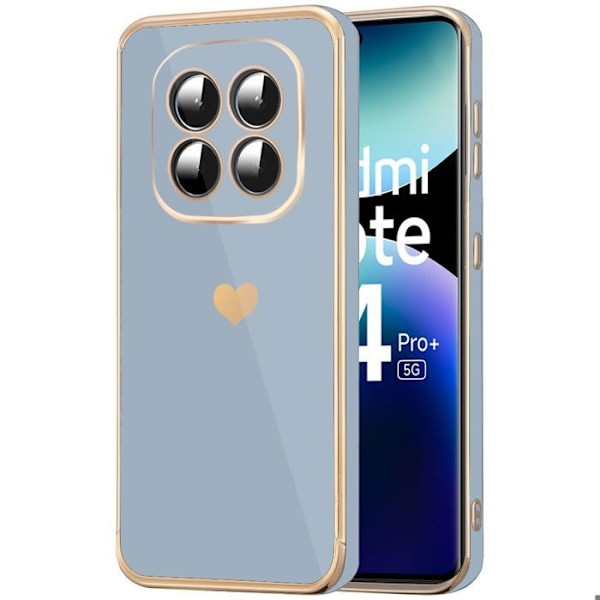 Skydd för Xiaomi Redmi Note 14 Pro Plus 5G/Note 14 Pro+ 5G, Mönster Hjärta Stöttålig Mjuk Blå Blå
