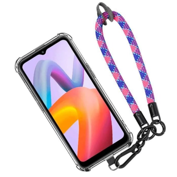 Armbandsfodral för Xiaomi Redmi A1 - A2, genomskinligt stötsäkert skydd med flerfärgat avtagbart armband