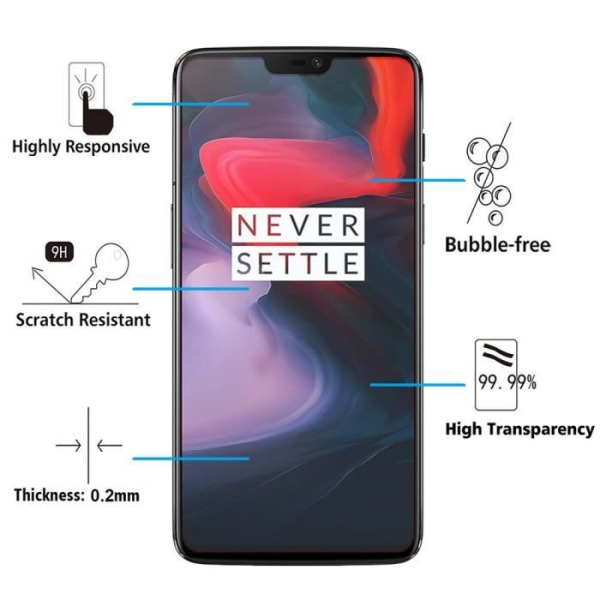 För OnePlus 6 6,28": 1 skärmskydd i härdat glas