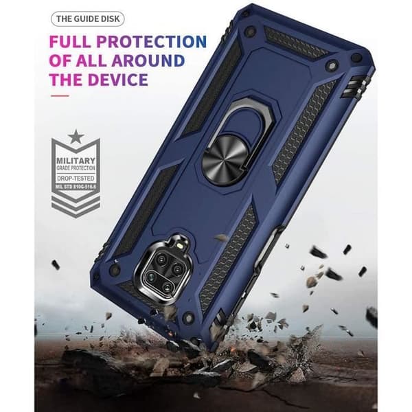 Hölster för Redmi Note 9Pro (6,67") med Ring Stöd Förstärkt Kant Silikon Stötresistent Blå Blå