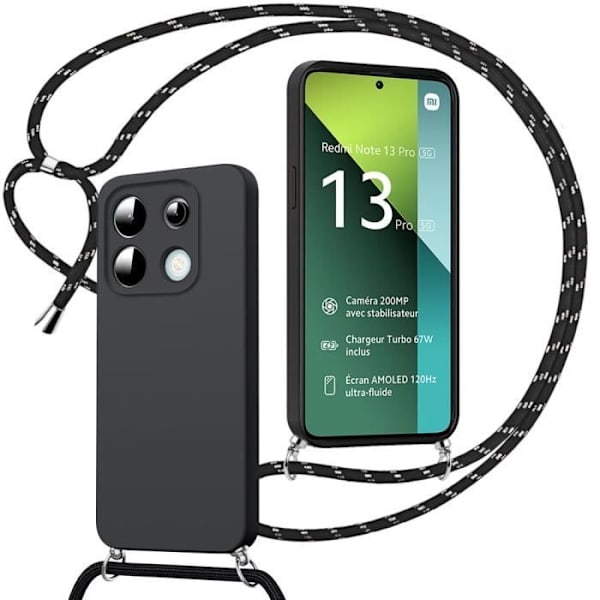 Coque - Xiaomi - Redmi Note 13 Pro 5G - Stötsäker Skydd - Silikon - Svart rem Svart
