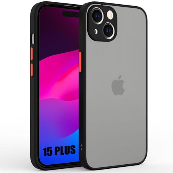 iPhone 15 Plus fodral, ultratunt stötsäkert matt silikonskydd - svart