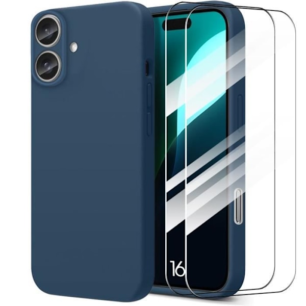 Coque - E.F.CONNECTION - för iPhone 16 - Slim - Silikonvätska - Stötsäker marinblå