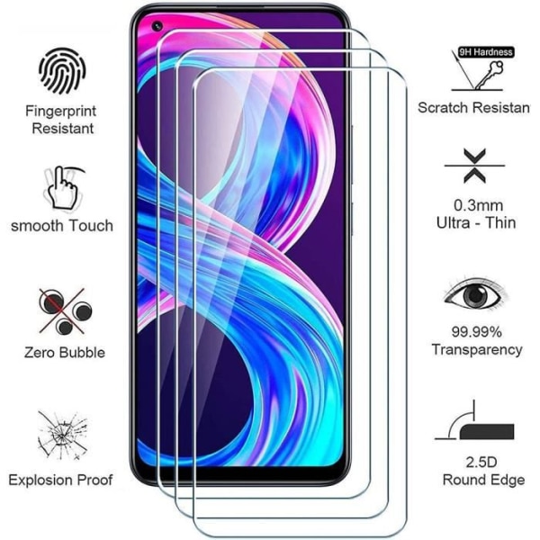 [3 styk] Hærdet glas til realme 8 Pro - E.F. CONNECTION - Gennemsigtig skærmbeskytter Transparent