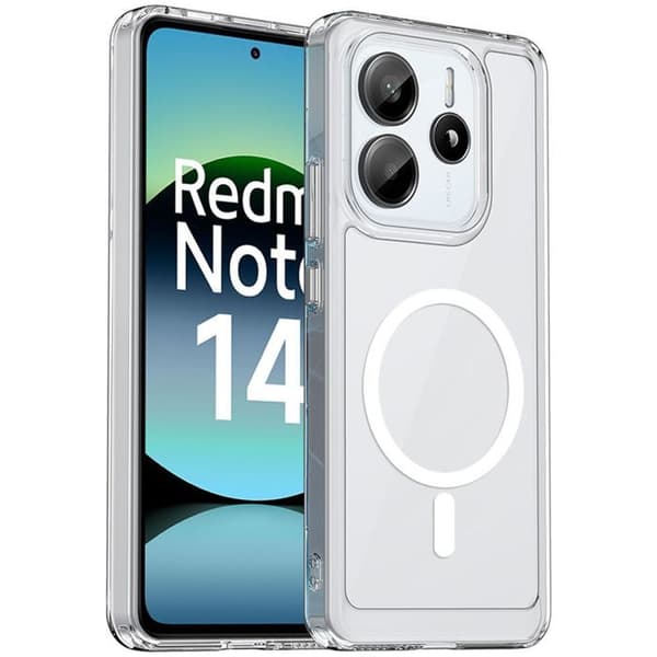 Skyddshölje - E.F.Connection® - Xiaomi Redmi Note 14 5G - Transparent - Magnetring - Stötsäker Transparent